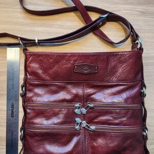 Chic Burgundy Leather Crossbody Bag